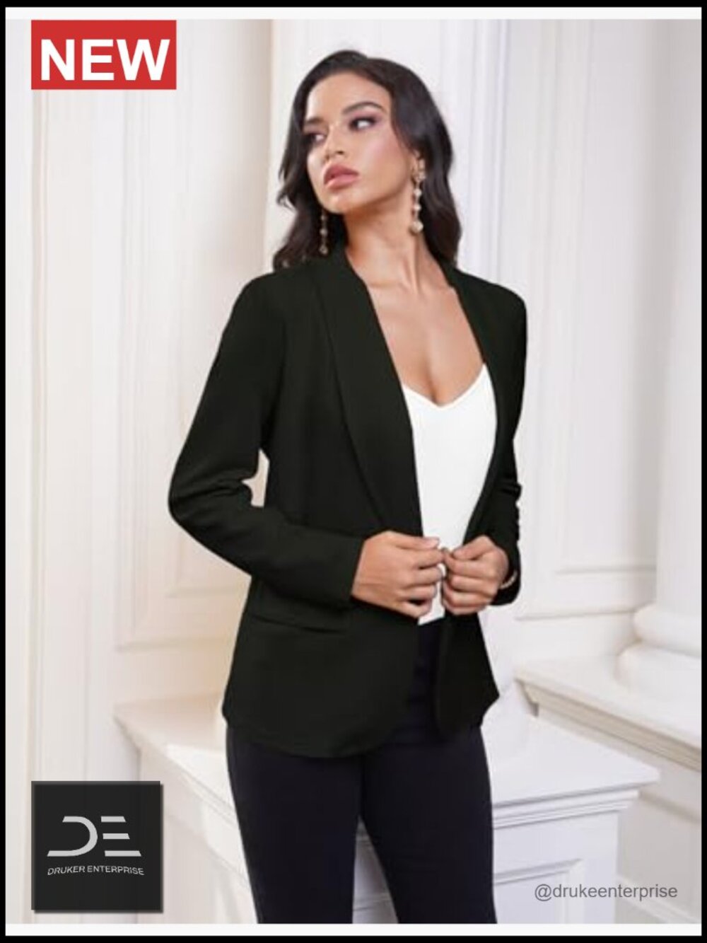 Women's Blazer Business Casual Lapel Collar Long Sleeve Open Front Work Office - Picture 5 of 7